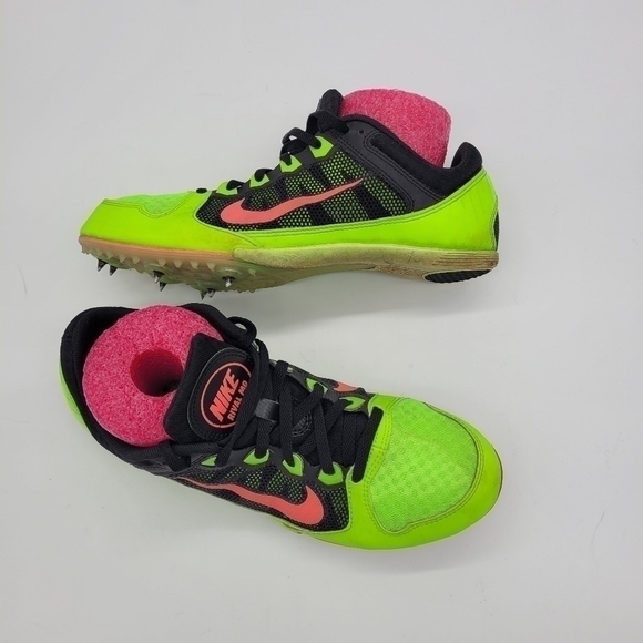 Nike Shoes Men 9.5 ZOOM Rival 7 MD Neon Green & Pink Track Cleats - Picture 11 of 13